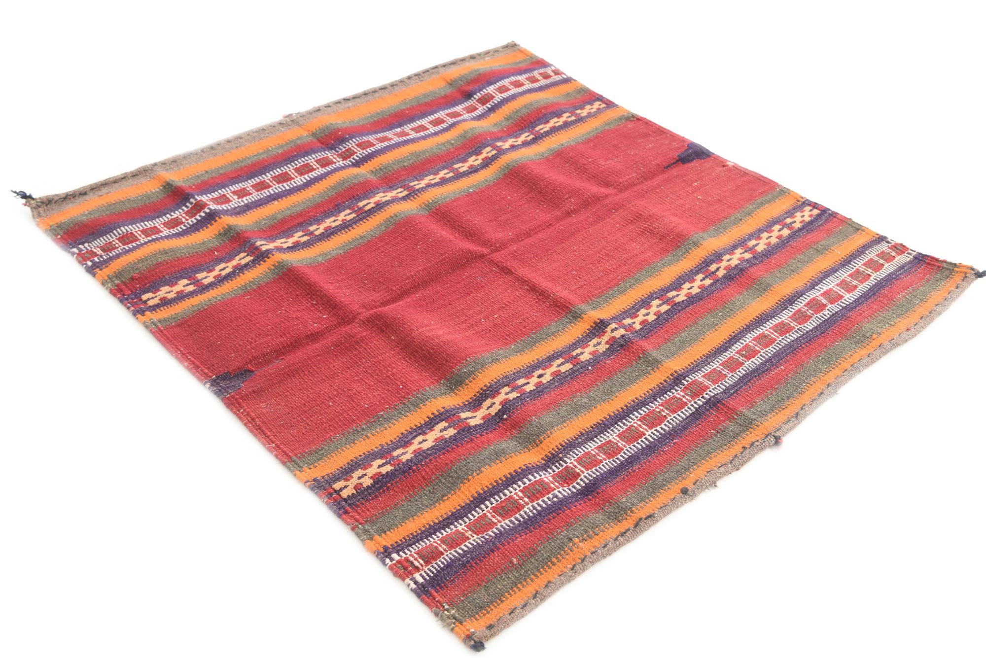 3' 6 x 3' 9 Hand Woven Kilim Afghan Wool Square Rug