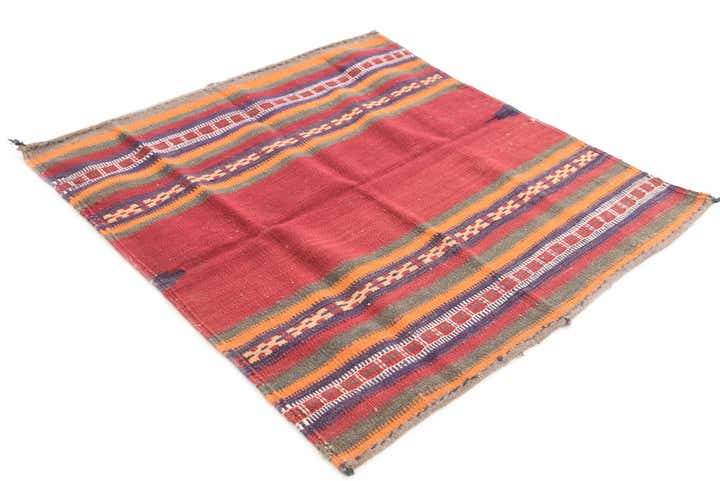 3' 6 x 3' 9 Hand Woven Kilim Afghan Wool Square Rug