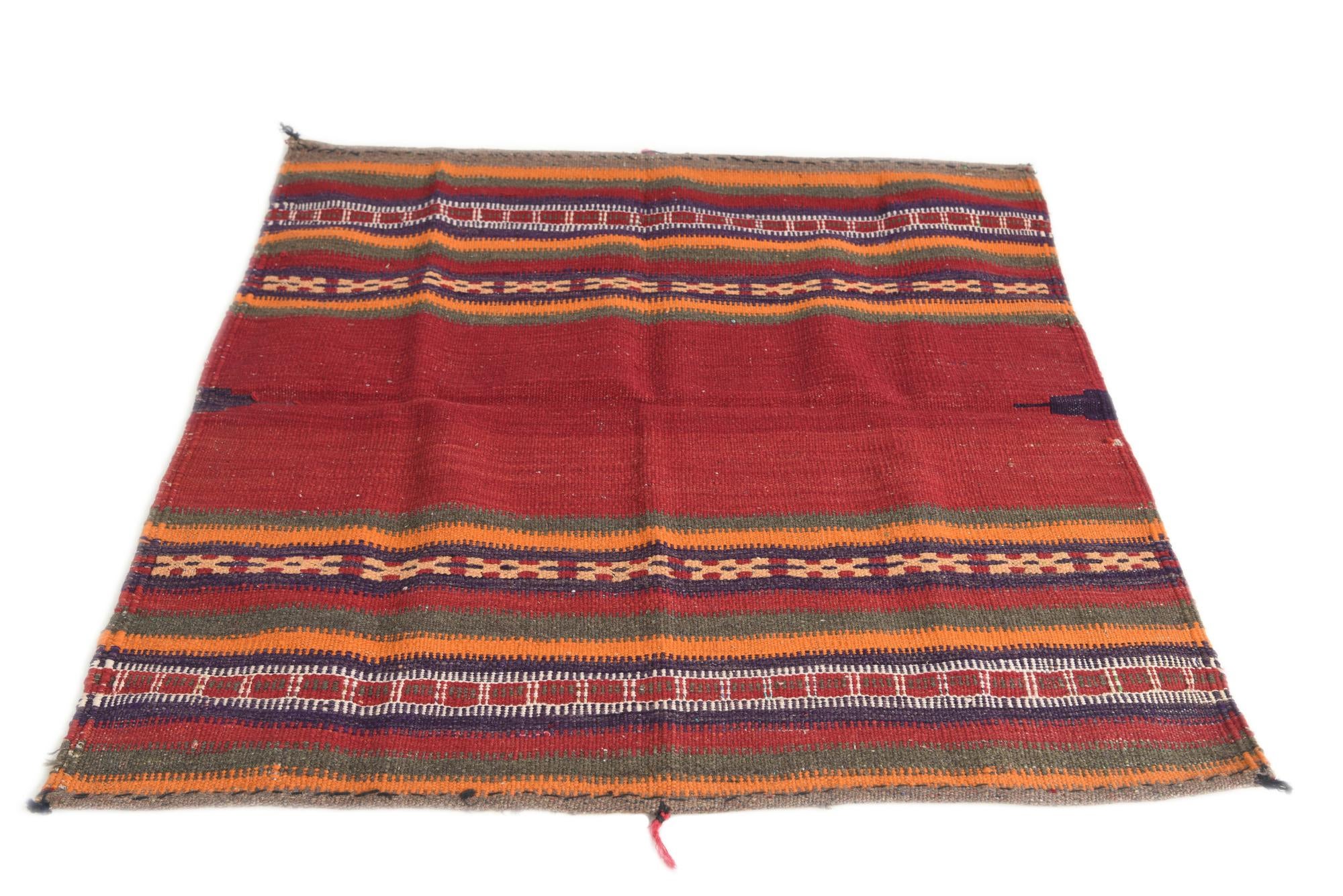 3' 6 x 3' 9 Hand Woven Kilim Afghan Wool Square Rug