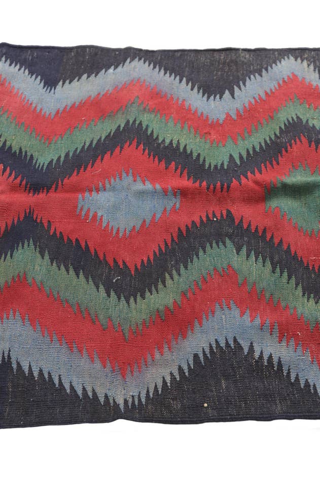 Detail image of 3' x 3' 5 Hand Woven Kilim Afghan Wool Square Rug