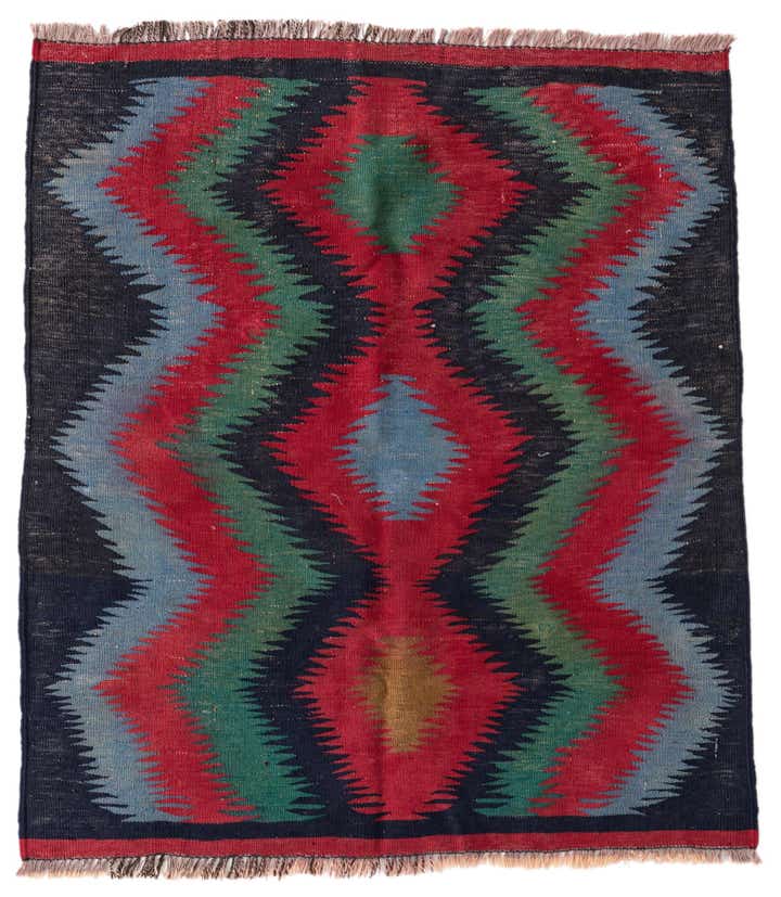 3' x 3' 5 Hand Woven Kilim Afghan Wool Square Rug