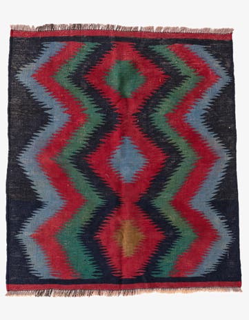 3' x 3' 5 Hand Woven Kilim Afghan Wool Square Rug