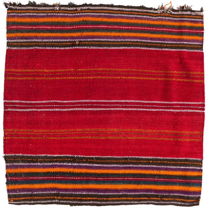 4' x 4' Hand Woven Kilim Fars Wool Square Rug
