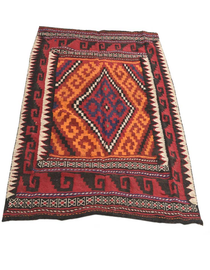 Detail image of 4' 4 x 4' 6  Hand Woven Kilim Fars Wool Square Rug