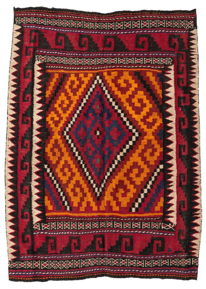 4' 4 x 4' 6 Hand Woven Kilim Fars Wool Square Rug