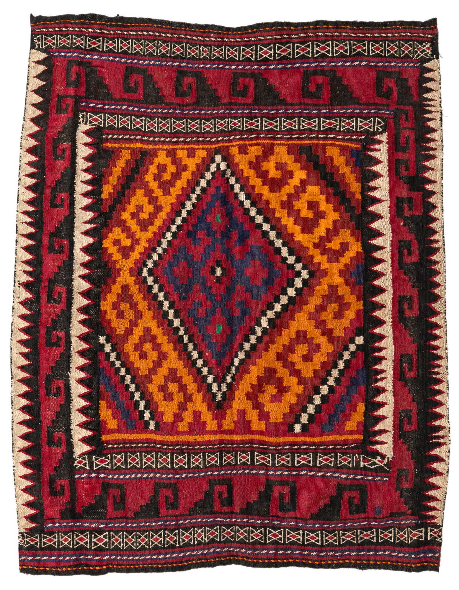 4' 4 x 4' 6 Hand Woven Kilim Fars Wool Square Rug