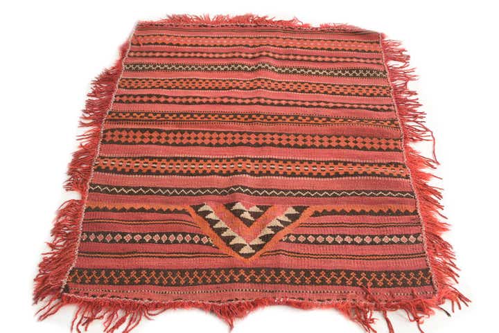 4' 2 x 4' 3 Hand Woven Kilim Fars Wool Square Rug