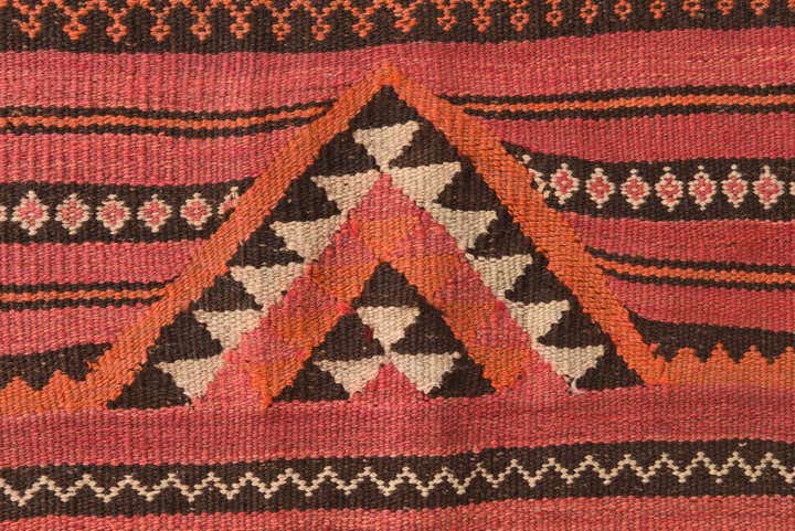 4' 2 x 4' 3 Hand Woven Kilim Fars Wool Square Rug
