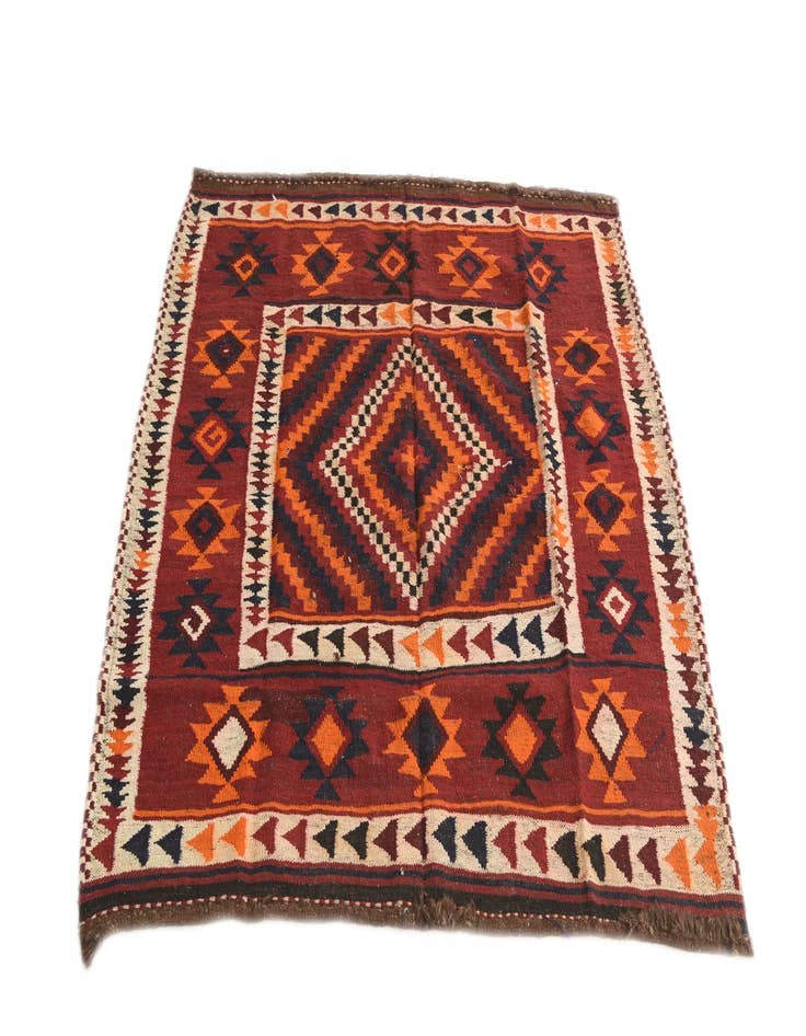 Detail image of 4' 10 x 4' 10  Hand Woven Kilim Fars Wool Square Rug