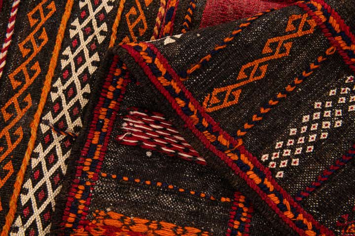 4' 1 x 4' 6 Hand Woven Kilim Fars Wool Square Rug