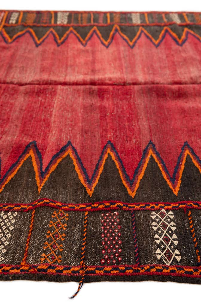 4' 1 x 4' 6 Hand Woven Kilim Fars Wool Square Rug