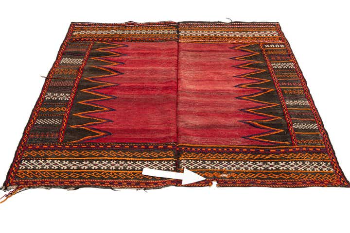 4' 1 x 4' 6 Hand Woven Kilim Fars Wool Square Rug