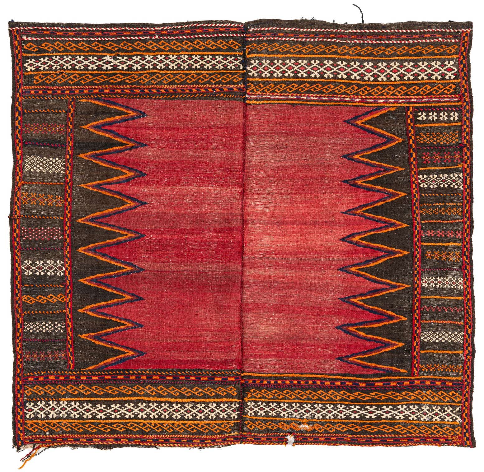 4' 1 x 4' 6 Hand Woven Kilim Fars Wool Square Rug