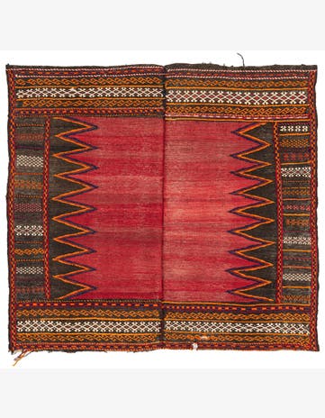 4' 1 x 4' 6 Hand Woven Kilim Fars Wool Square Rug