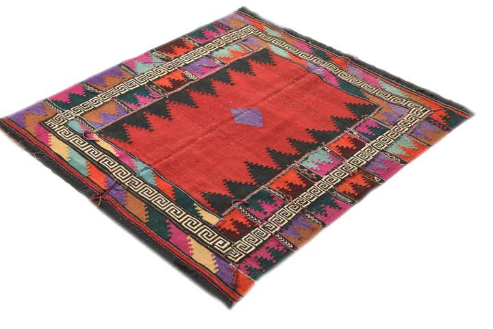 4' 3 x 4' 9 Hand Woven Kilim Fars Wool Square Rug