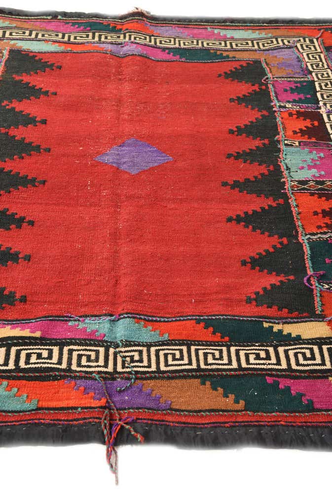 4' 3 x 4' 9 Hand Woven Kilim Fars Wool Square Rug