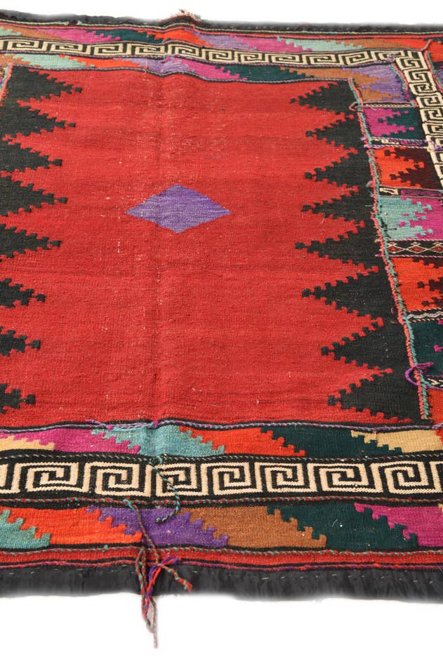 Detail image of 4' 3 x 4' 9 Hand Woven Kilim Fars Wool Square Rug