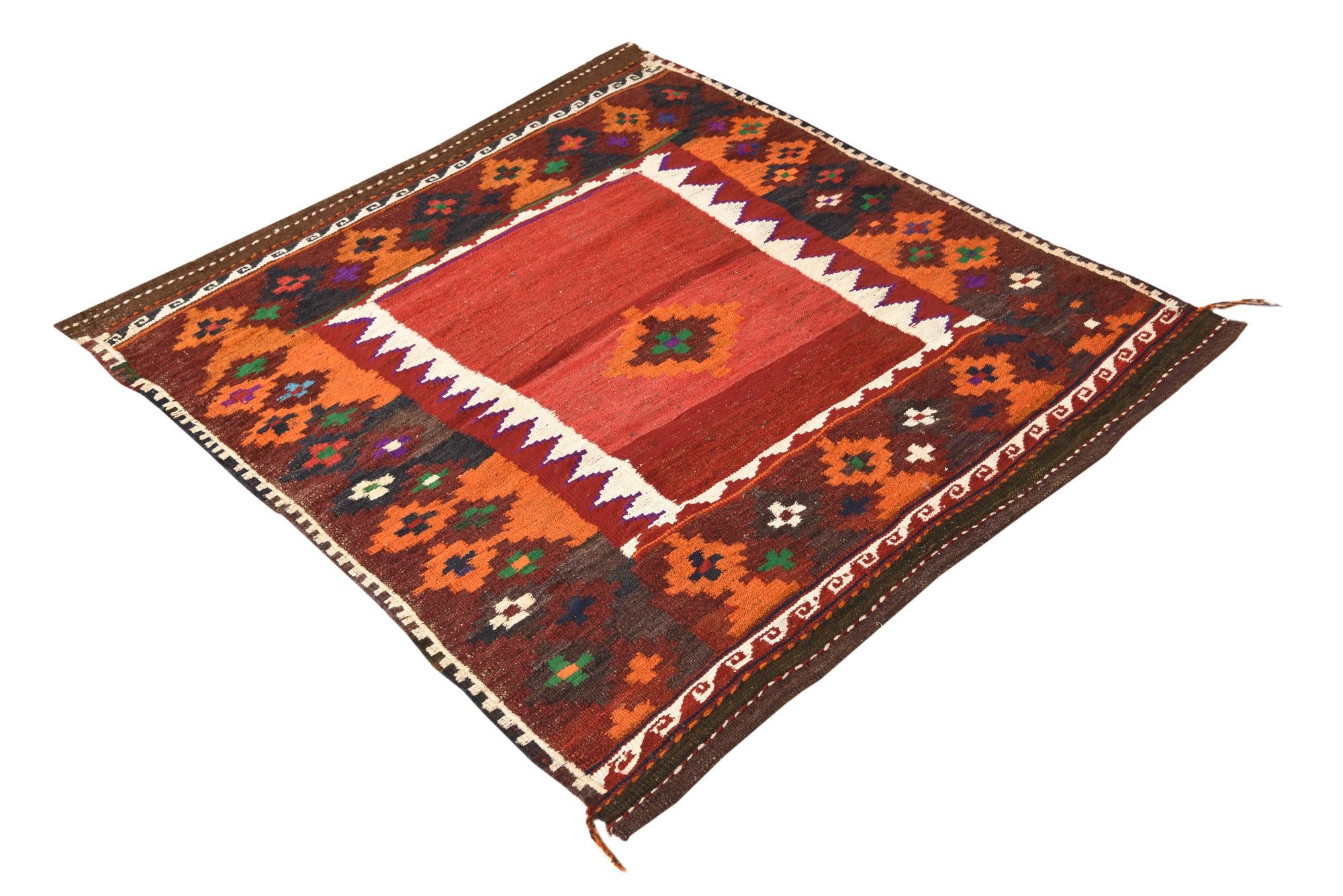 110cm x 130cm Tejido a mano Kilim Fars Alfombra Lana Cuadrado