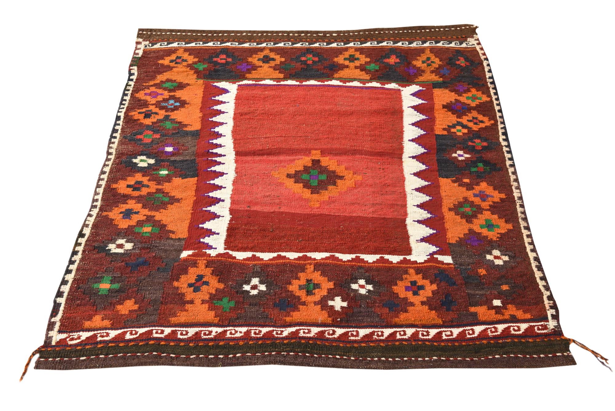 110cm x 130cm Tejido a mano Kilim Fars Alfombra Lana Cuadrado