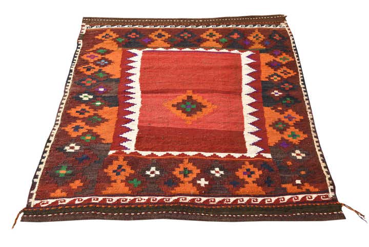 110cm x 130cm Hand Woven Kilim Fars Wool Square Rug