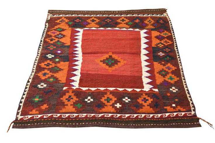 Detail image of 110cm x 130cm Hand Woven Kilim Fars Wool Square Rug