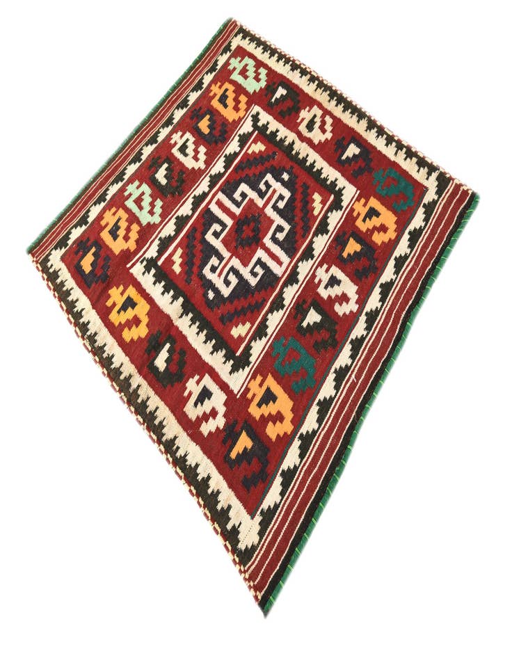 Detail image of 3' 9 x 4' 1  Hand Woven Kilim Fars Wool Square Rug