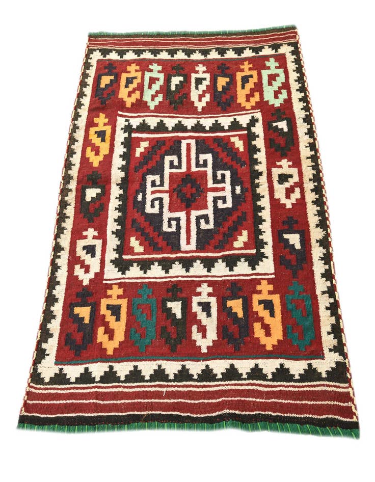 Detail image of 3' 9 x 4' 1  Hand Woven Kilim Fars Wool Square Rug