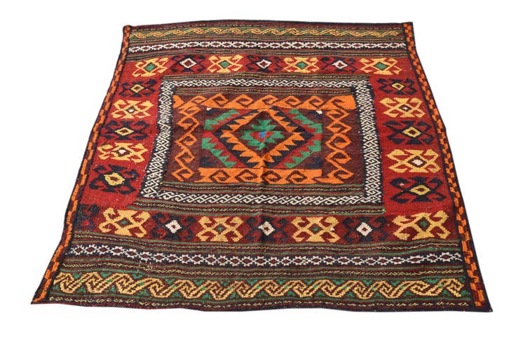 Detail image of 4' x 4' 3 Hand Woven Kilim Fars Wool Square Rug