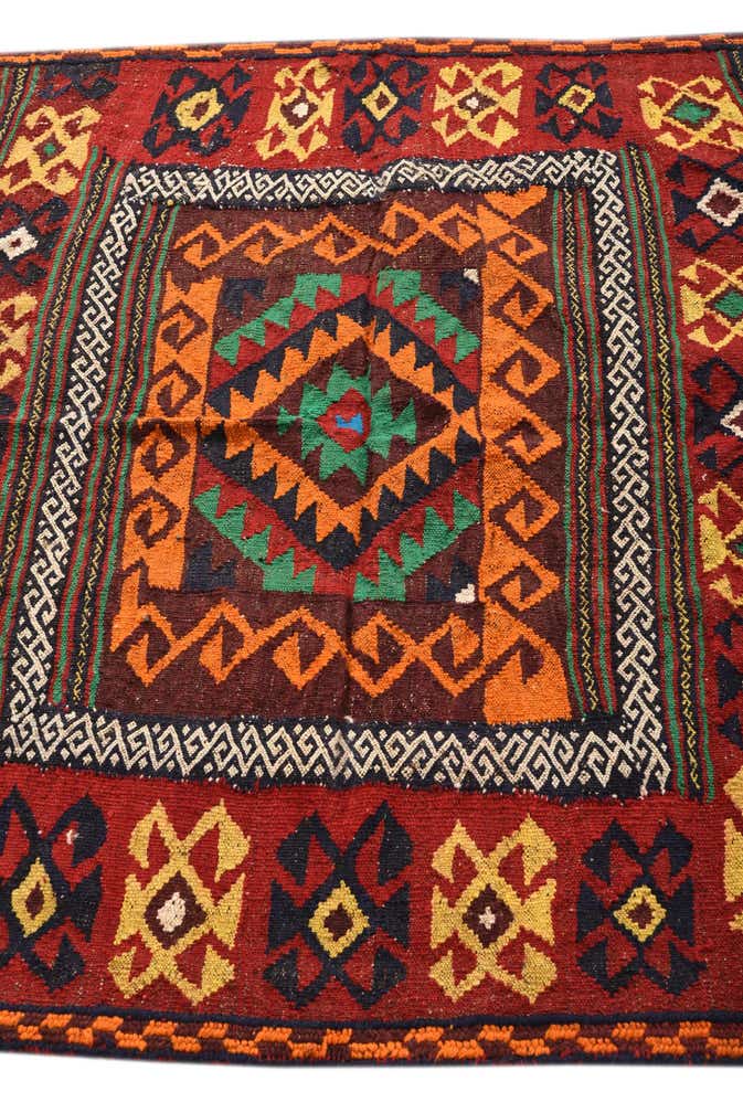 4' x 4' 3 Hand Woven Kilim Fars Wool Square Rug