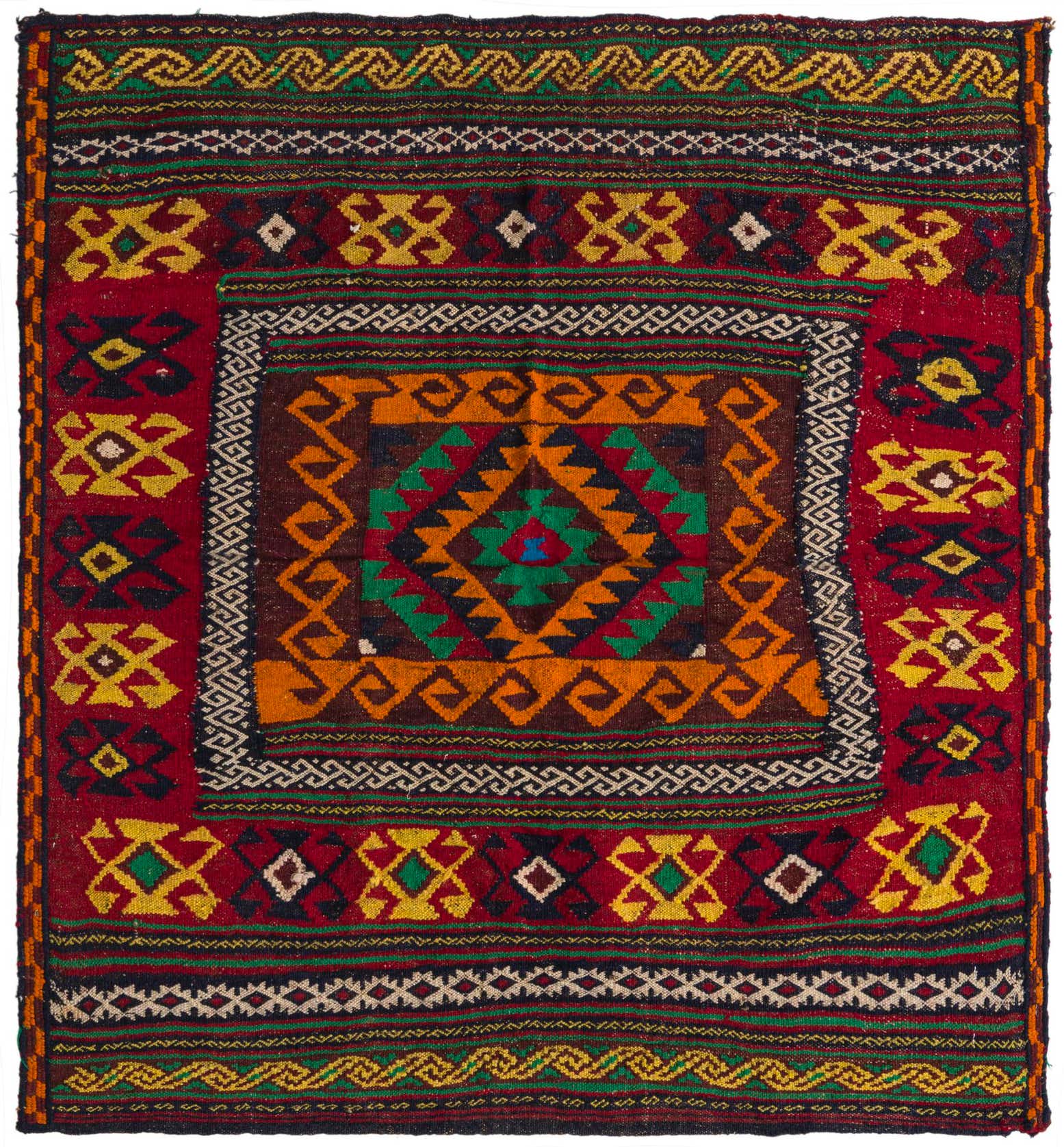 4' x 4' 3 Hand Woven Kilim Fars Wool Square Rug
