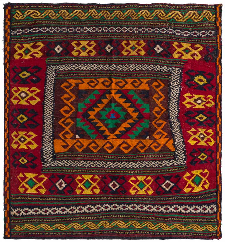 4' x 4' 3 Hand Woven Kilim Fars Wool Square Rug