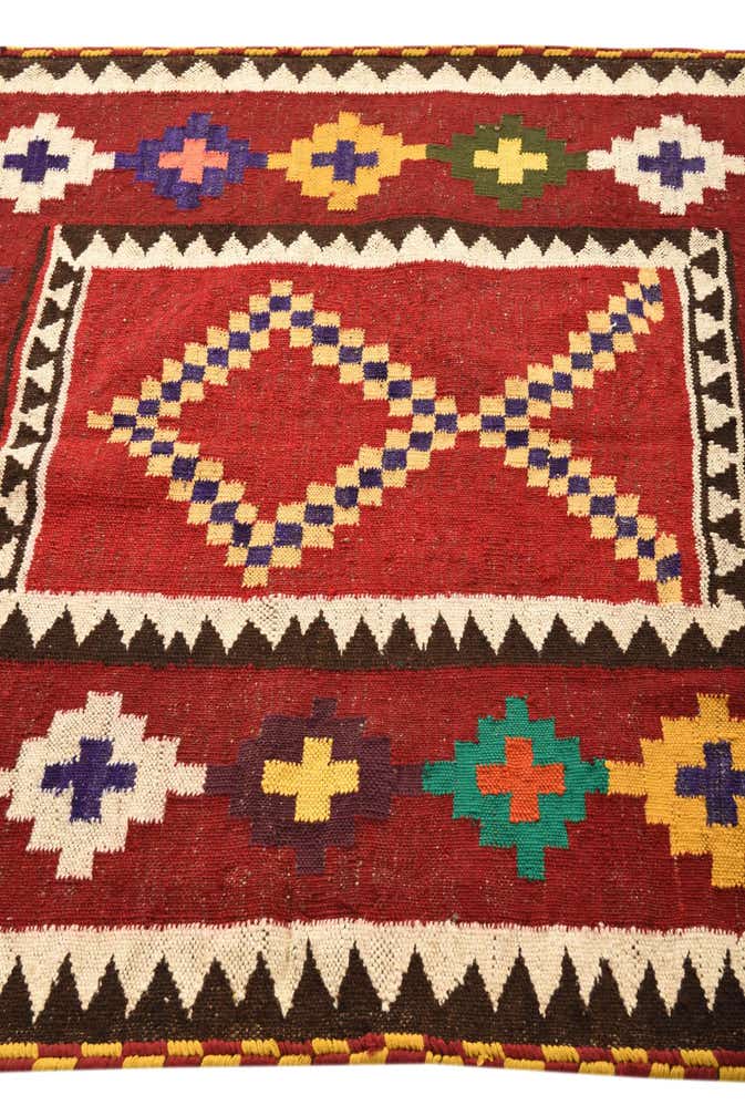 4' 2 x 4' 10 Hand Woven Kilim Fars Wool Square Rug