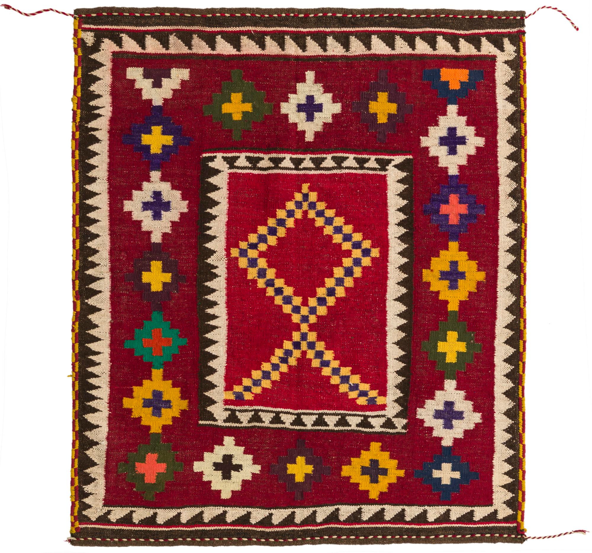4' 2 x 4' 10 Hand Woven Kilim Fars Wool Square Rug