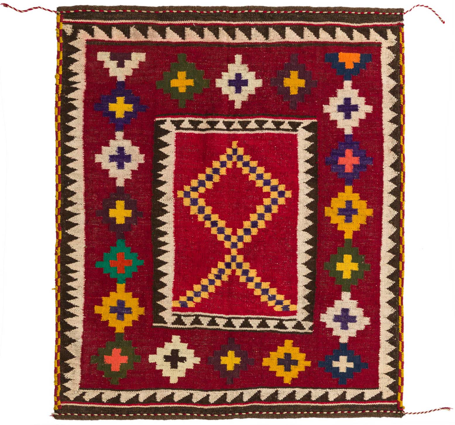 4' 2 x 4' 10 Hand Woven Kilim Fars Wool Square Rug