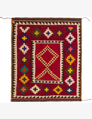 4' 2 x 4' 10 Hand Woven Kilim Fars Wool Square Rug