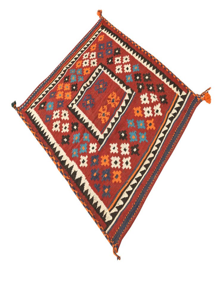 Detail image of 3' 9 x 4' 2  Hand Woven Kilim Fars Wool Square Rug