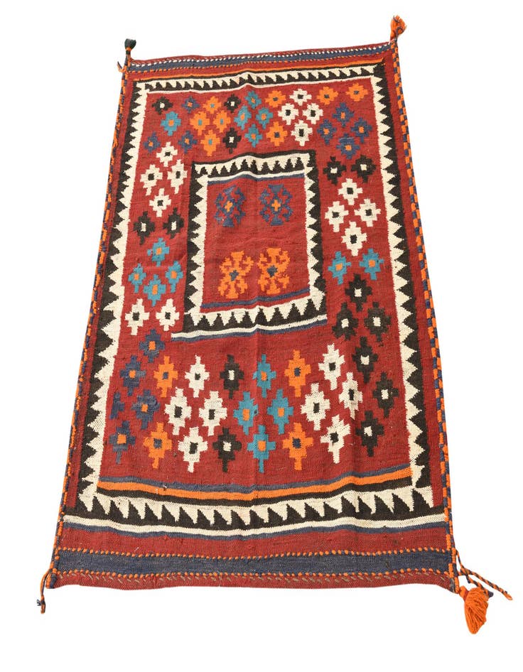 Detail image of 3' 9 x 4' 2  Hand Woven Kilim Fars Wool Square Rug