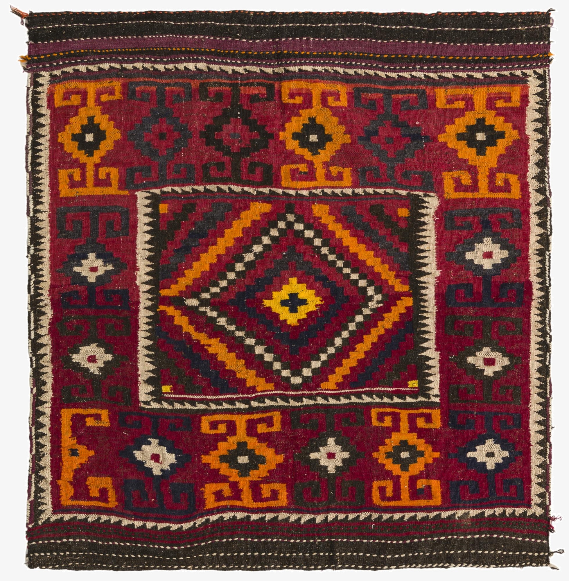 3' 10 x 4' 2  Hand Woven Kilim Fars Wool Square Rug