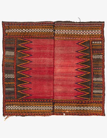 4' 1 x 4' 6 Hand Woven Kilim Fars Wool Square Rug