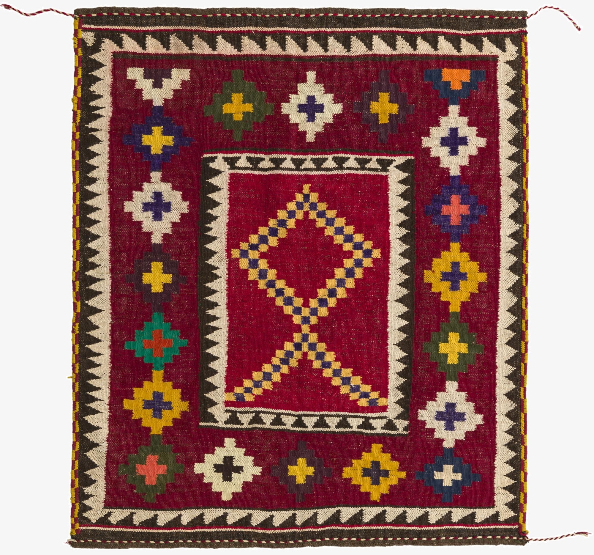 4' 2 x 4' 10  Hand Woven Kilim Fars Wool Square Rug