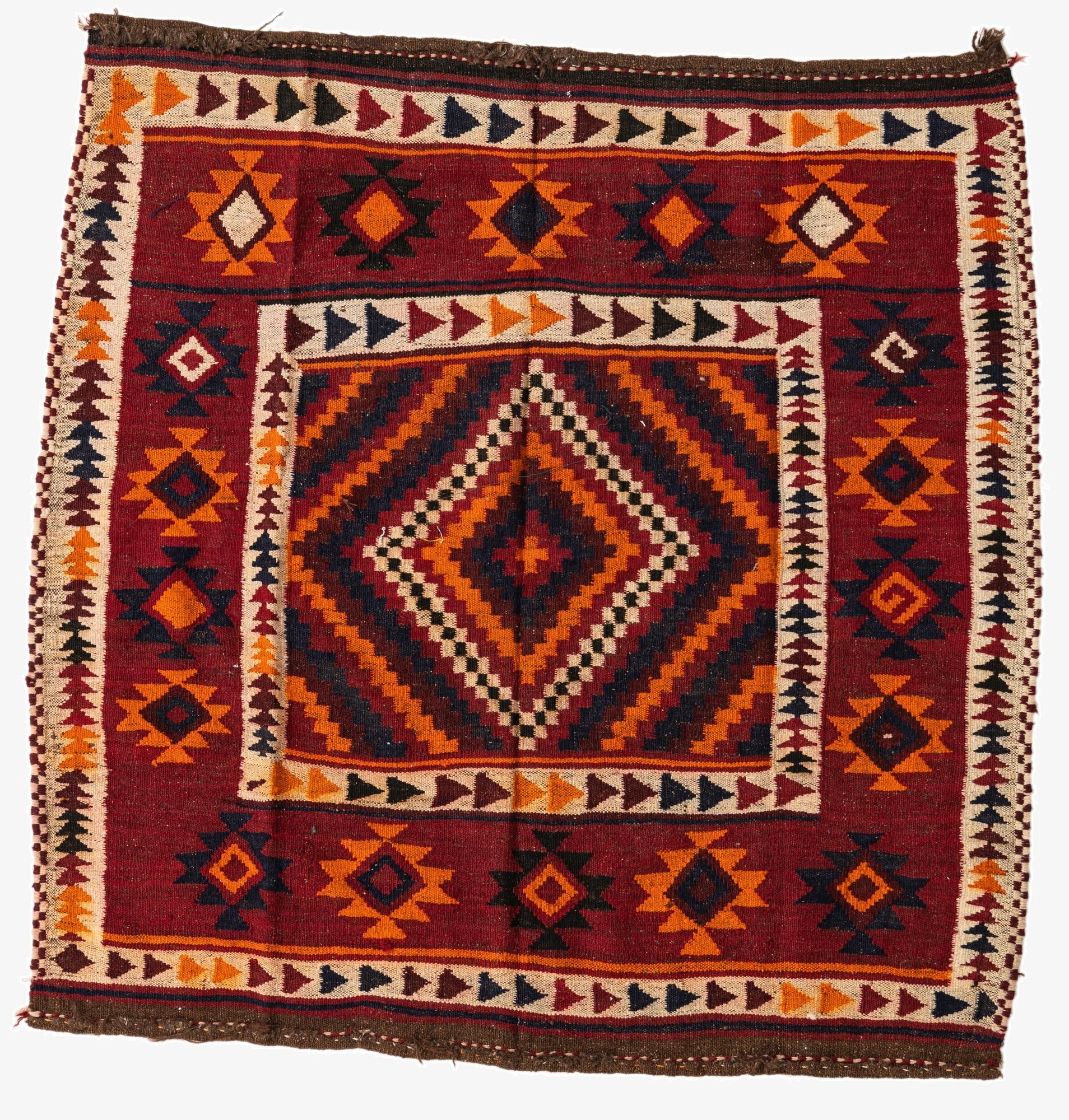4' 10 x 4' 10  Hand Woven Kilim Fars Wool Square Rug