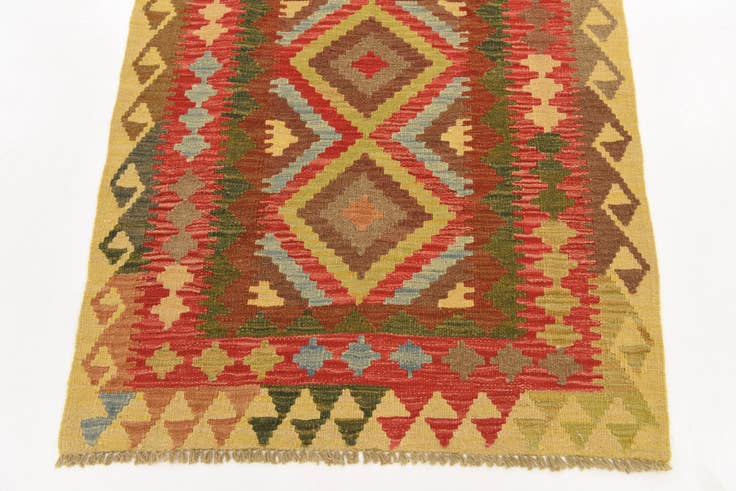 Detail image of 3' 1 x 3' 6 Hand Woven Kilim Maymana Wool Square Rug