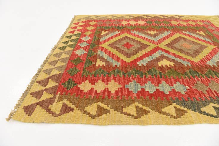 Detail image of 3' 1 x 3' 6 Hand Woven Kilim Maymana Wool Square Rug
