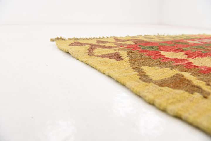 3' 1 x 3' 6 Hand Woven Kilim Maymana Wool Square Rug