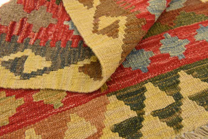 3' 1 x 3' 6 Hand Woven Kilim Maymana Wool Square Rug