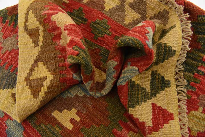 3' 1 x 3' 6 Hand Woven Kilim Maymana Wool Square Rug