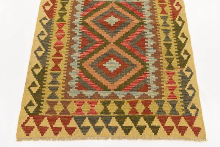 Detail image of 3' 2 x 3' 9 Hand Woven Kilim Maymana Wool Square Rug
