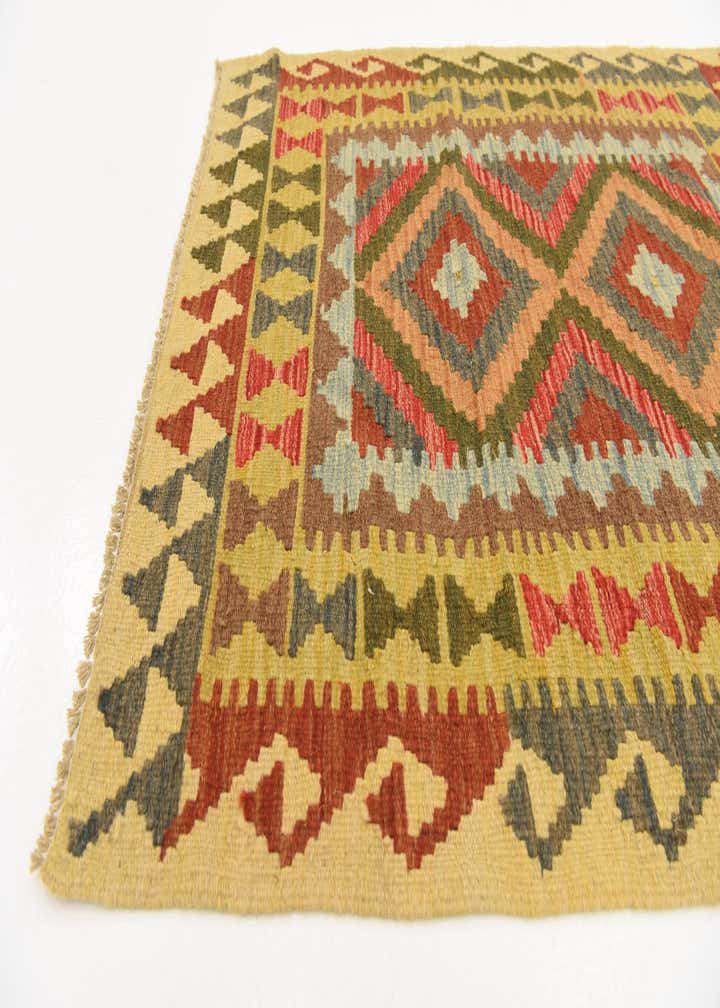 3' 2 x 3' 9 Hand Woven Kilim Maymana Wool Square Rug