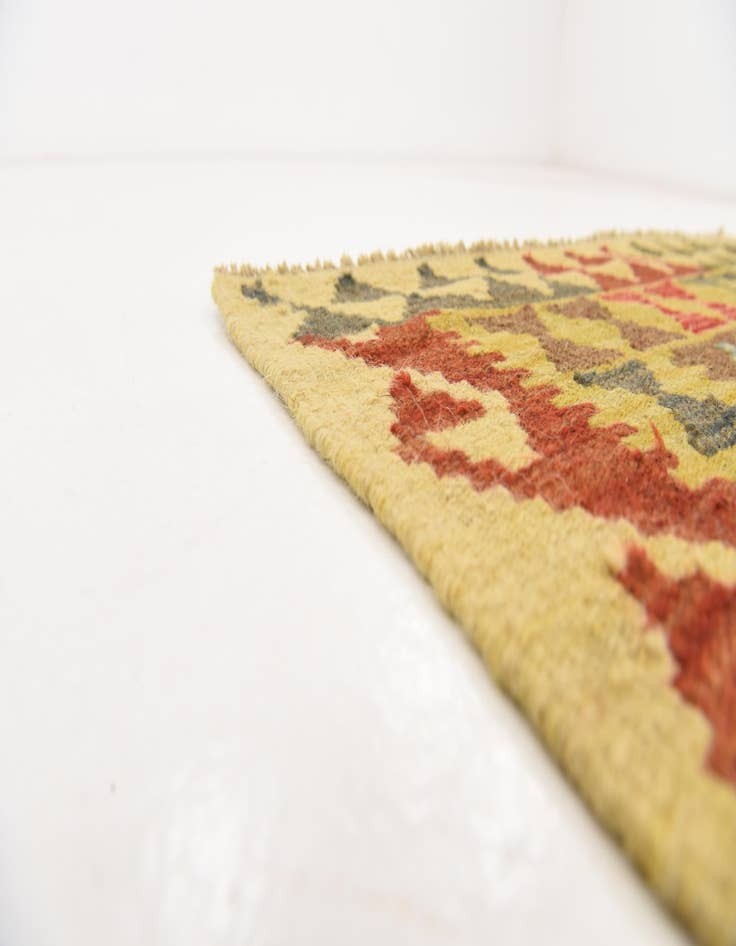 Detail image of 3' 2 x 3' 9  Hand Woven Kilim Maymana Wool Square Rug