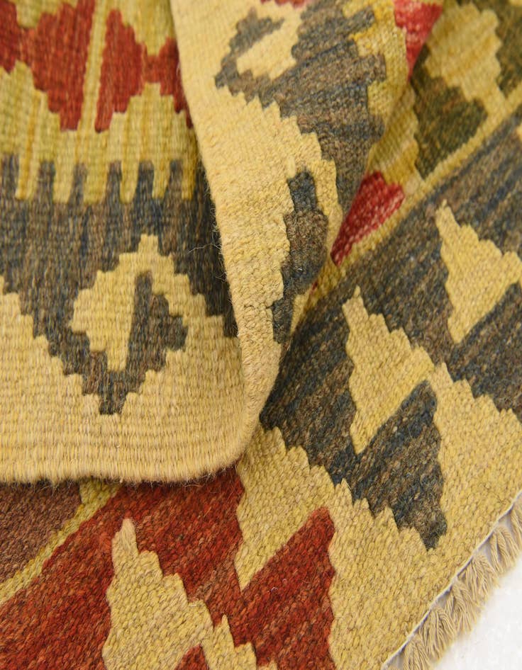 Detail image of 3' 2 x 3' 9  Hand Woven Kilim Maymana Wool Square Rug